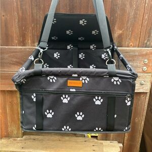 Swihelp Black Pet Carrier with White Paw Prints